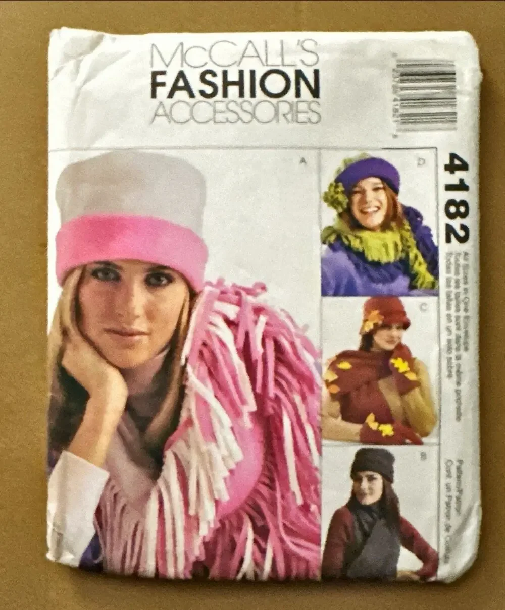 UNCUT McCalls 4182 Fleece Hat Scarf Gloves Mittens Sewing Pattern Sizes S-L